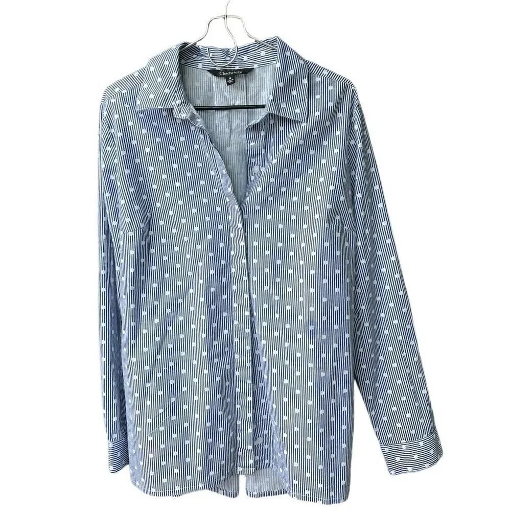 Chadwick’s size M button front high low 100% cotton pockets relaxed fit.